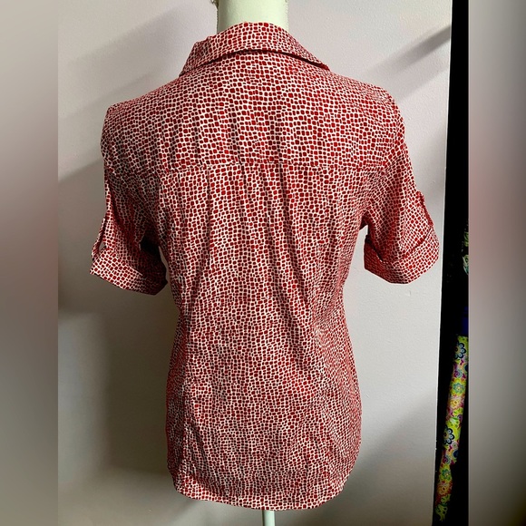 Chico’s Women’s Button Front Shirt, Size 0, Red/White - Picture 4 of 4
